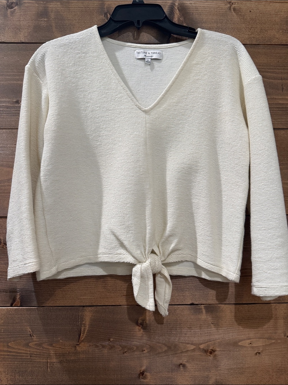 Madewell Cream V-Neck Tie-Front Sweater
